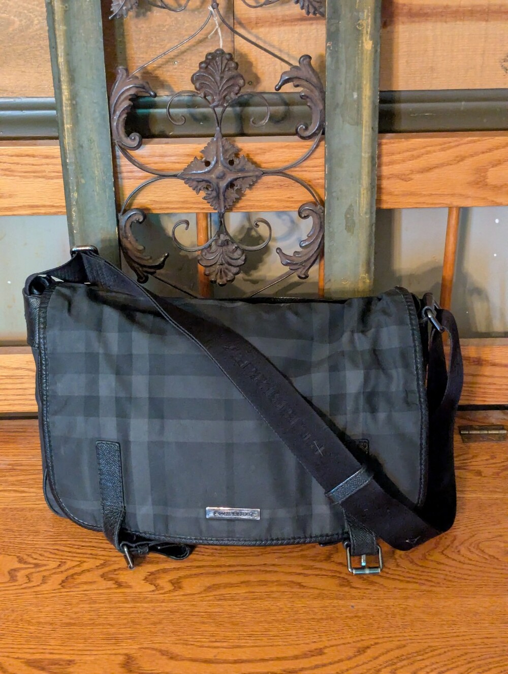 Burberry Smoked Check Nylon Messenger Bag